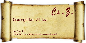 Csörgits Zita névjegykártya
